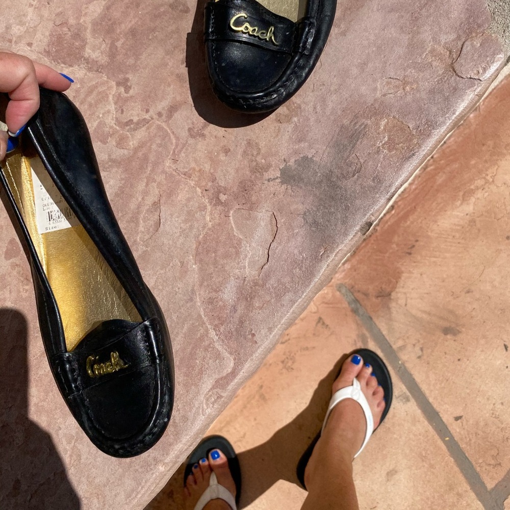 Coach Black Olson Gold Logo Slip-On Loafer Flats 7 - Picture 10 of 12